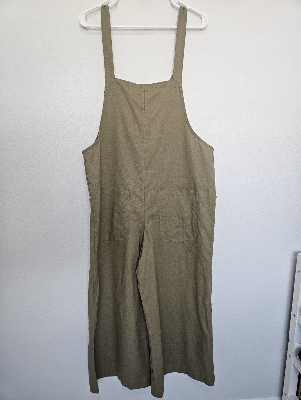 NWT Lucy & Yak | Jenny Wide Leg Cotton Linen Dungaree Olive Green Women US 12R - Picture 7 of 8
